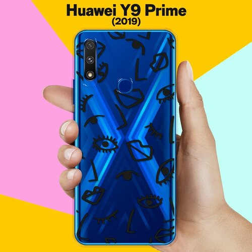 Силиконовый чехол Глаза и губы на Huawei Y9 Prime (2019) силиконовый чехол печеньки и молоко на huawei y9 prime 2019