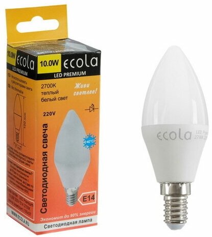 Лампа светодиодная candle LED Premium, 10 Вт, E14, 2700 K, свеча, 100x37 мм