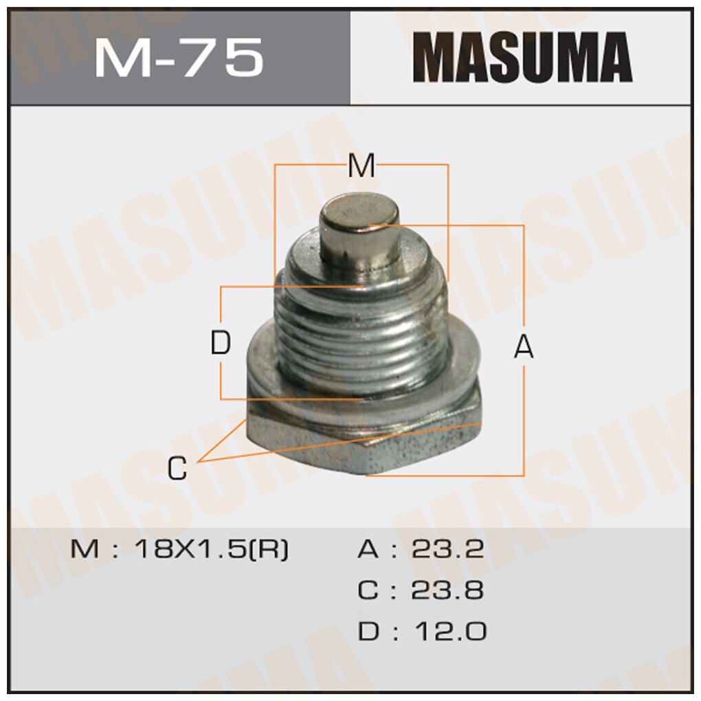 Болт слива масла М18 x 1,5 с магнитом AКПП Mitsubishi Lancer (CK, CS) MASUMA