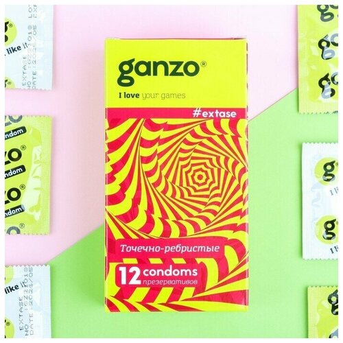 Презервативы Ganzo Extase, ребристые, 12 шт в комплекте