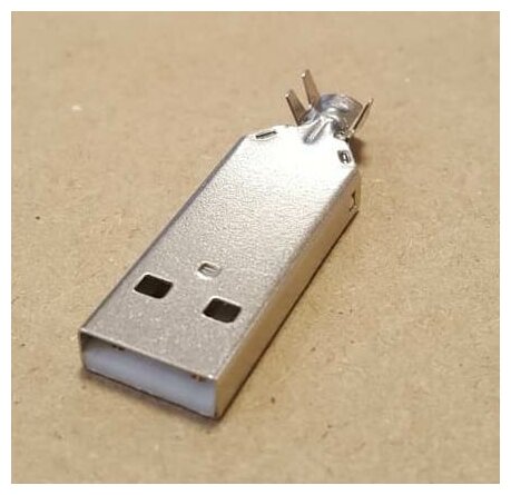 1 шт, Вилка USB-A на кабель, под пайку, разборная, из 4 частей (USBA-SP)