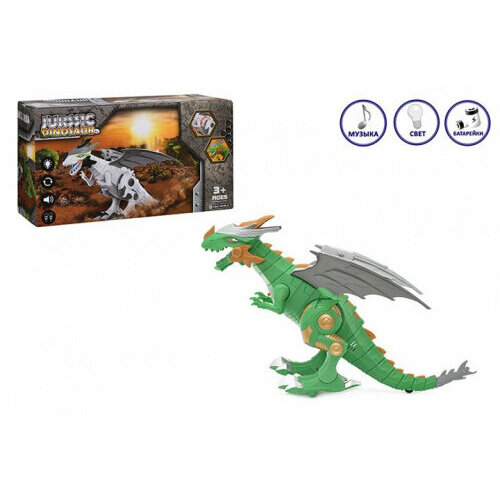 Игрушка Динозавр, на батарейках, свет/звук, в коробке, ТМ S+S