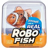 Интерактивная игрушка ZURU RoboAlive Robo Fish плавающая рыбка (оранжевая в белую полосочку)