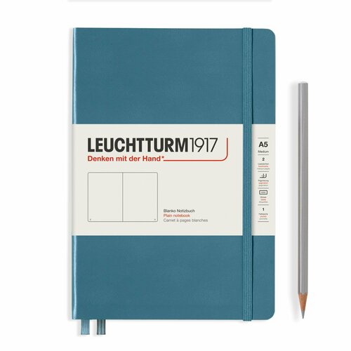 Записная книжка Leuchtturm "Rising Colours", А5, нелинованная, 123 страница, цвет голубой камень