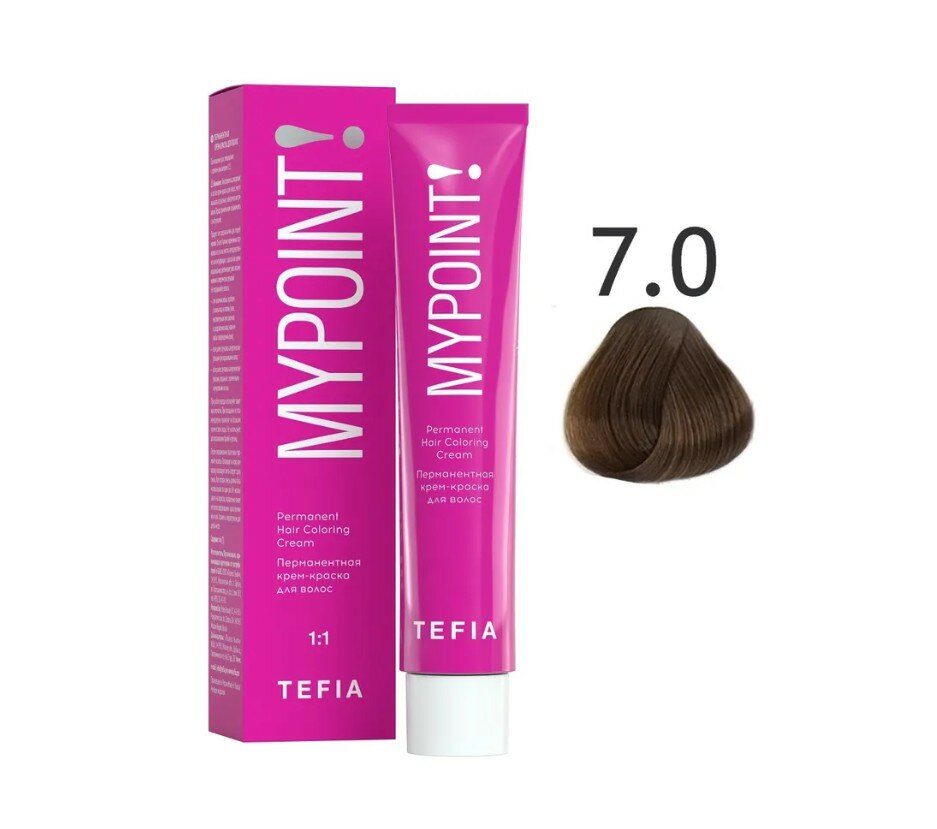 Tefia Mypoint Color перманентная крем-краска для волос, 7.0 блондин натуральный, 60 мл