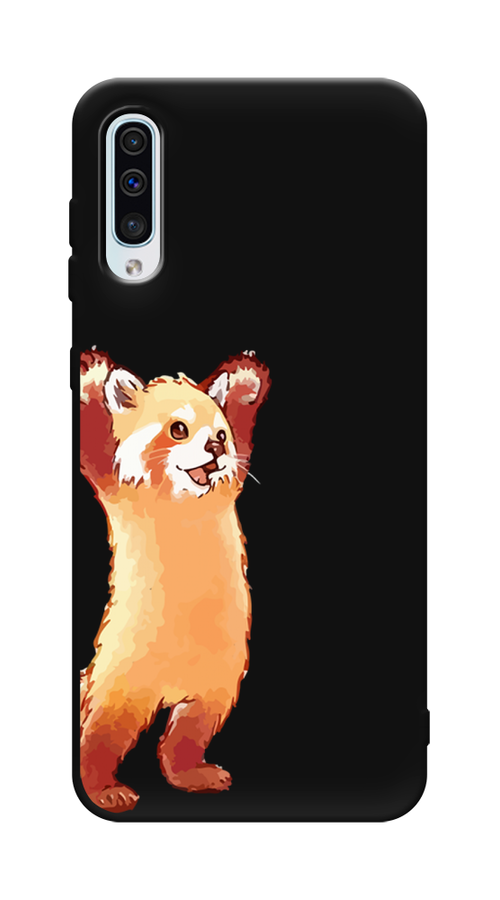 Матовый силиконовый чехол на Samsung Galaxy A50 / Самсунг Галакси А50 Красная панда в полный рост, черный