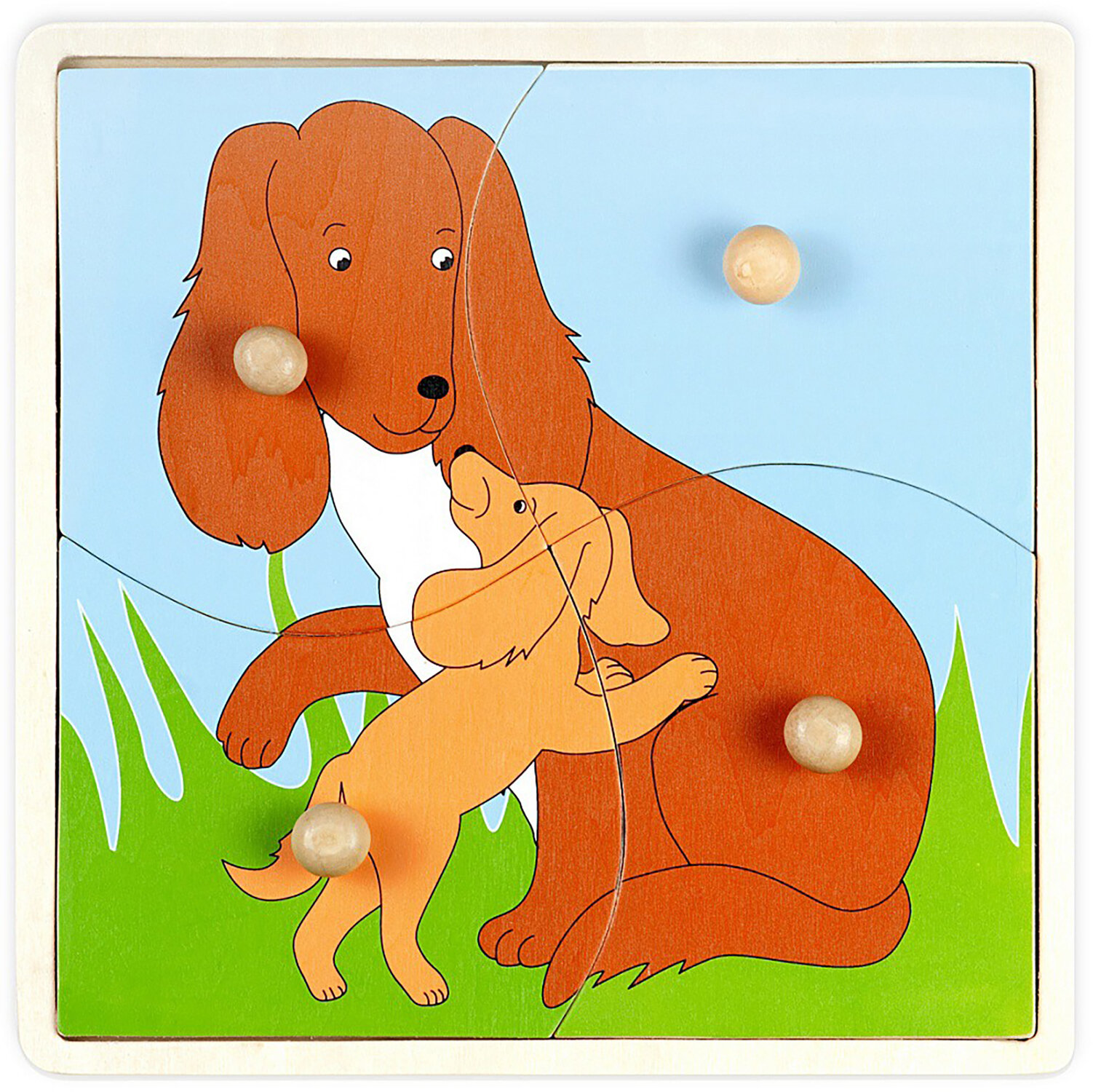 Пазл-рамка-4 деревянный "Мать и дитя. Собака" (4118А)