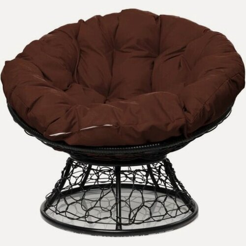 Изображение товара Садовое кресло M-group Папасан с ротангом черное + коричневая подушка