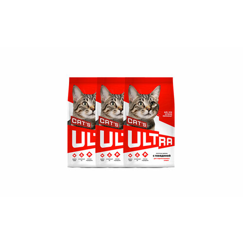 ULTRA Полнорационный сухой корм для стерилизованных кошек с говядиной 3 кг х 3 шт.