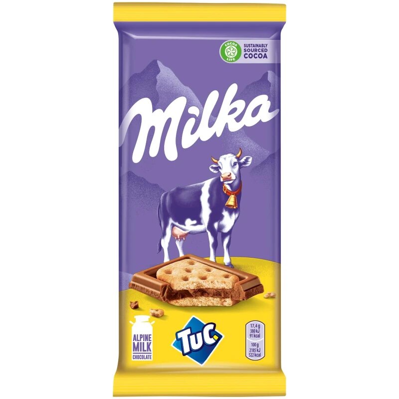 Шоколад MILKA (милка) молочный с соленым крекером TUC (Тук) 87 г