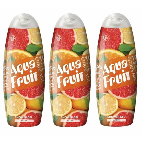 Aquafruit Гель для душа Active, 420 мл, 3 шт mixit тонизирующий гель для душа с экстрактом ананаса и лимона для омоложения и очищения кожи ежедневного детокс ухода за телом super food 400 мл