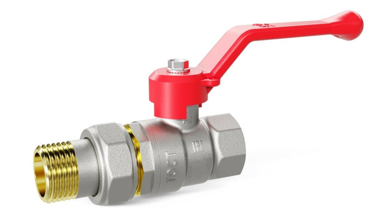 фото Кран шаровой латунный LD Pride 47.32. В-ГШ. Р Ду 32 Ру 25 рычаг (red). LD 47.307.32 R