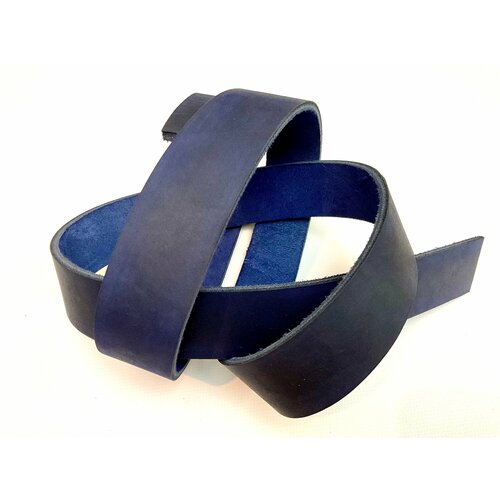 Ременная заготовка 34 мм из толстой бычьей кожи чепрак, цвет синий