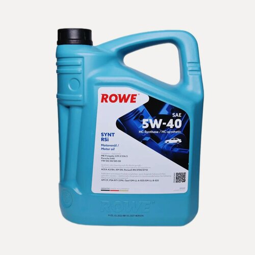 Изображение товара Моторное масло синтетическое ROWE Hightec Synt RSi SAE 5W-40, 5 литров канистра