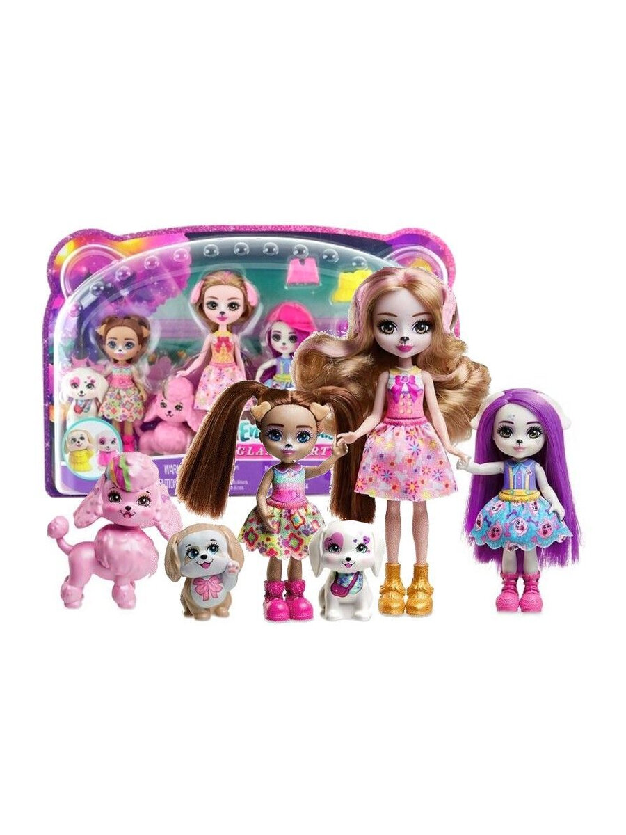Игровой набор Enchantimals Большая щенячья семья, пластик/текстиль, HNV26