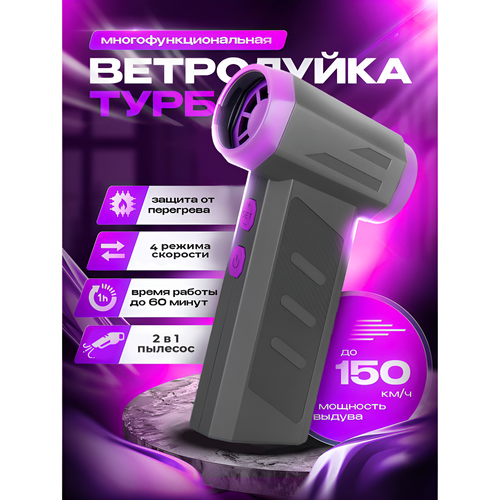 Воздуходувка портативная беспроводная аккумуляторная электрическая, сжатый воздух, для компьютера, с пылесосом и мусоросборником, кейс для хранения в комплекте. фиолетовый, розовый