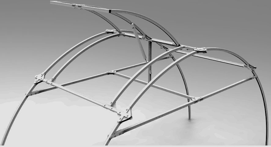 Верхняя автофорточка для арочной теплицы ширина 25м шаг 10м труба 20*20