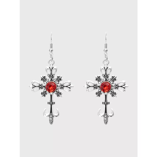 фото Серьги пусеты, серебристый/красный be self true jewel