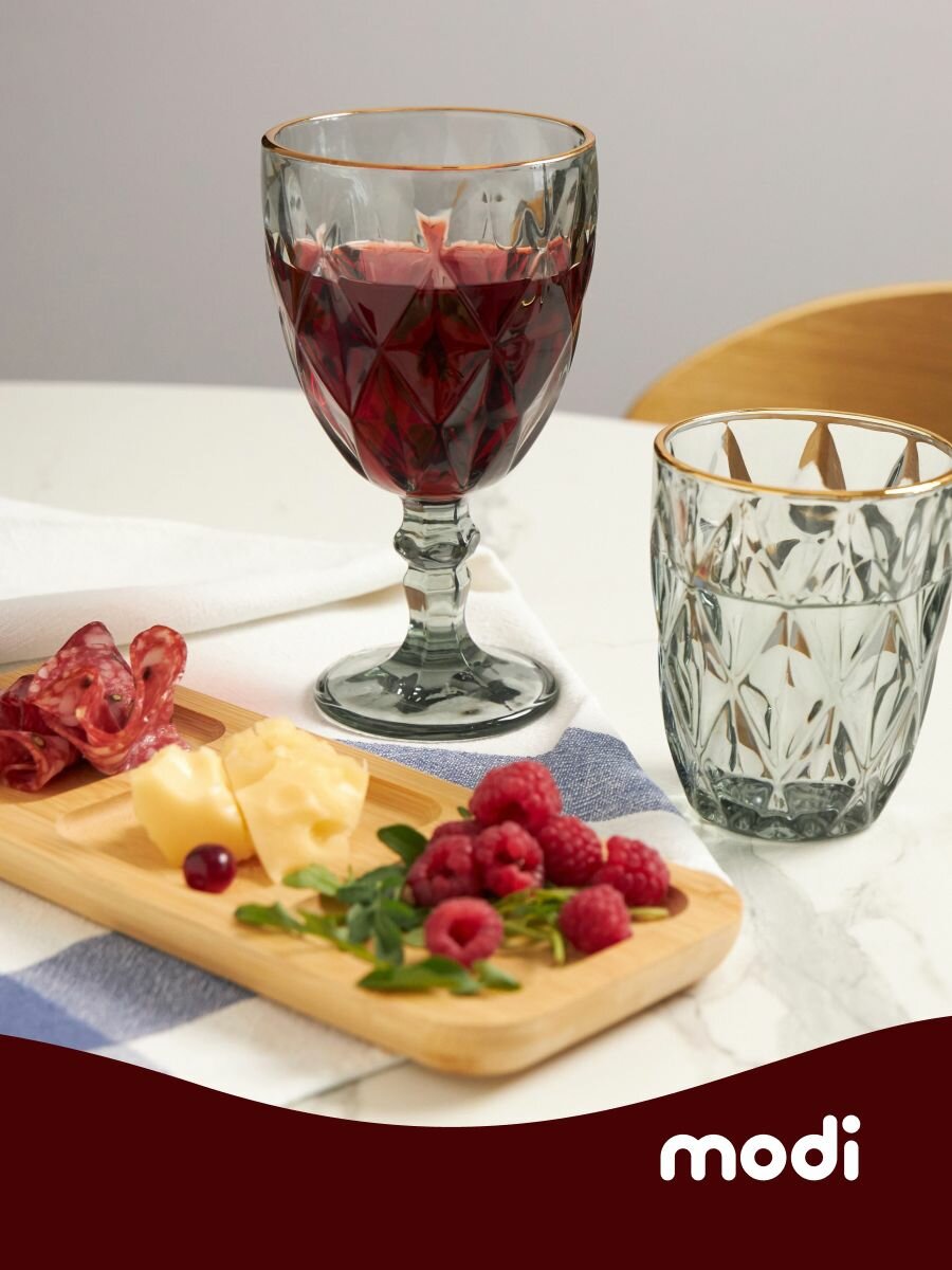 Modi Бокал для вина, универсальный, граненый, фужер в подарок — фото 1