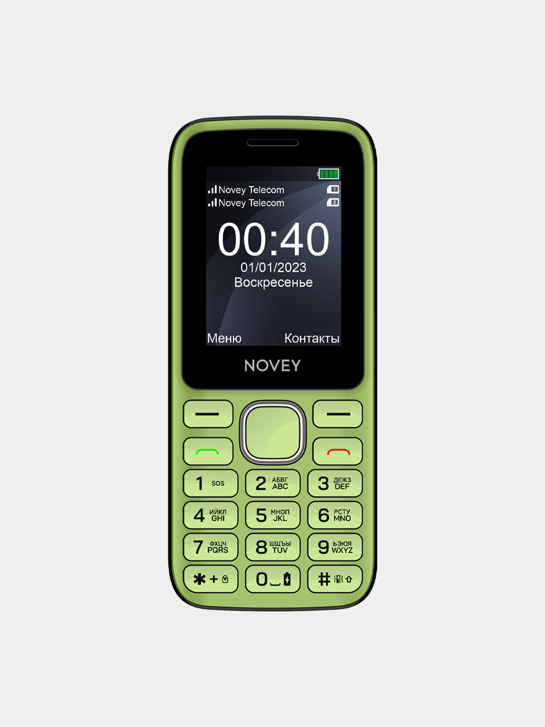 Кнопочный мобильный телефон Novey P40i с 2 SIM - слотами, зеленый