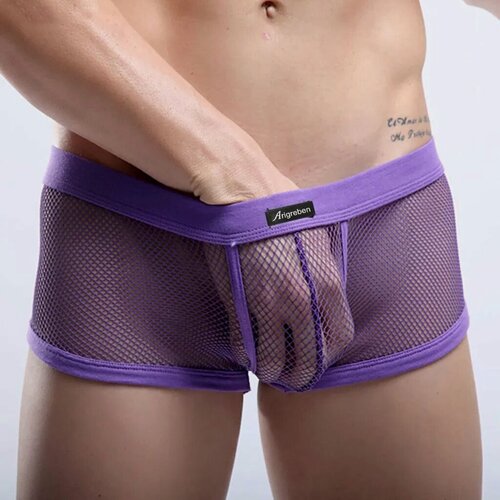 Изображение товара Нижнее белье "Дышащие сексуальные трусы-боксеры", мужское, низко посаженые, фиолетовые