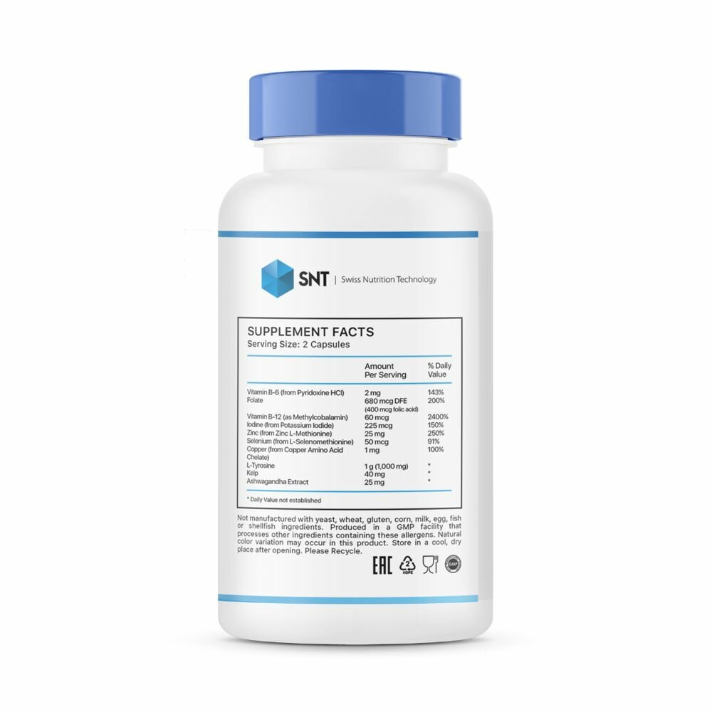Картинки SNT Thyroid Support Тироид Сапорт 805 мг для щитовидной железы и обмена веществ, 60 капсул