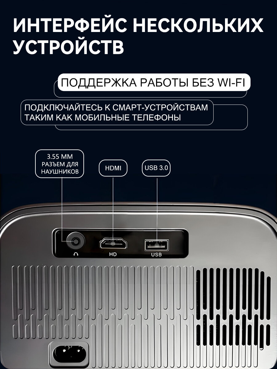 Проектор для фильмов, FULL HD/4K, Android 13.0, Wi-Fi 5G, HDMI, Bluetooth, 2+16 ГБ — фото 1