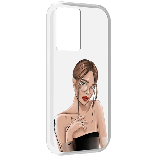 Чехол MyPads девушка-в-очках-с-красивыми-глазами женский для OnePlus Nord N20 SE задняя-панель-накладка-бампер