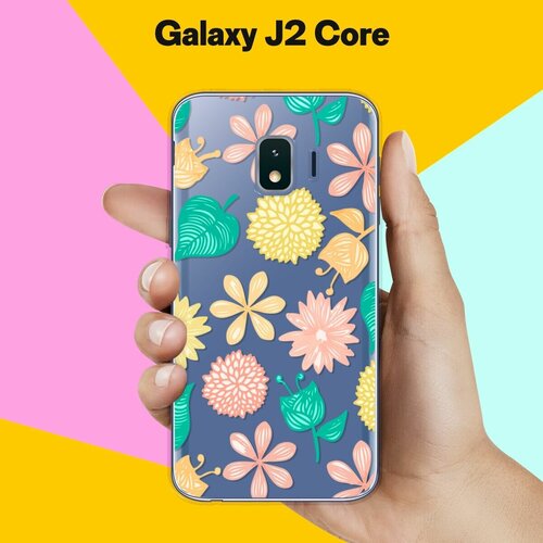 Силиконовый чехол на Samsung Galaxy J2 Core Узор из цветов / для Самсунг Галакси Джей 2 Кор силиконовый чехол на samsung galaxy j2 core бык для самсунг галакси джей 2 кор