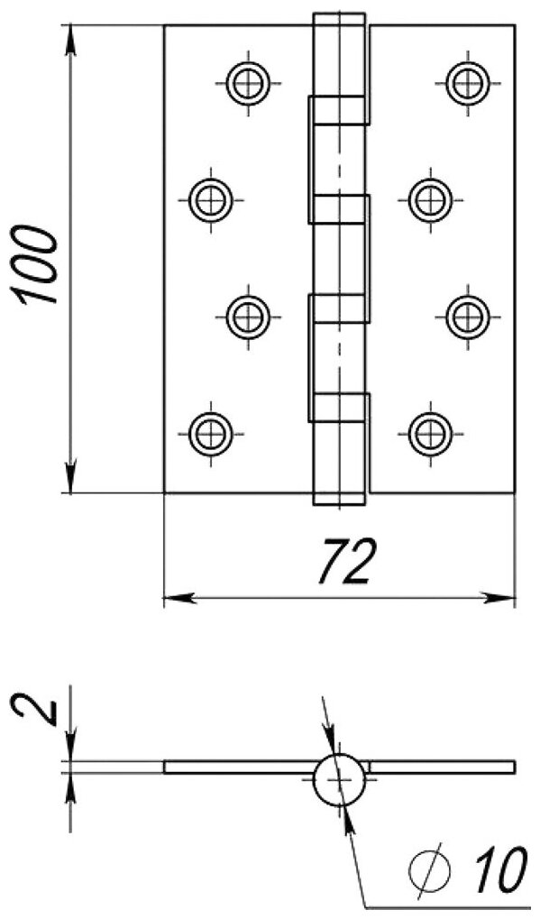 Петля универсальная 4B/P 100x70x2 мм, цвет матовый никель Ajax - фото №4