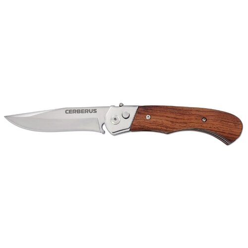 фото Нож автоматический с деревянной ручкой и клипсой ножемир чёткий расклад cerberus a-136w