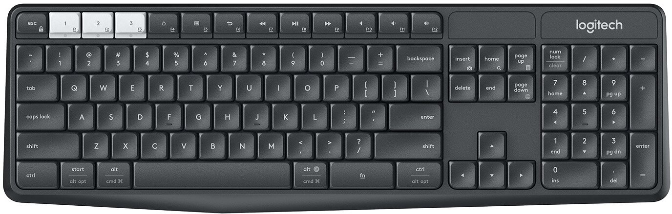 Клавиатура Wireless Logitech K375s 920-008181 GRAPHITE/OFFWHITE, Multi-Device, подставка, BT Smart/Logitech Unifying, 2 батареи типа ААА, US