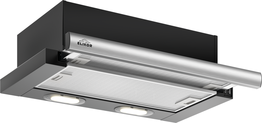 Вытяжка встраиваемая Elikor Интегра 50П-400-В2Л черный/нержавеющая сталь управление: кнопочное 1М (8 .