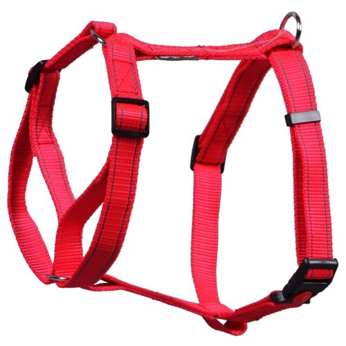 Шлейка 25мм х 60-90см L JOY стропа красная со светоотражающими элементами для собак