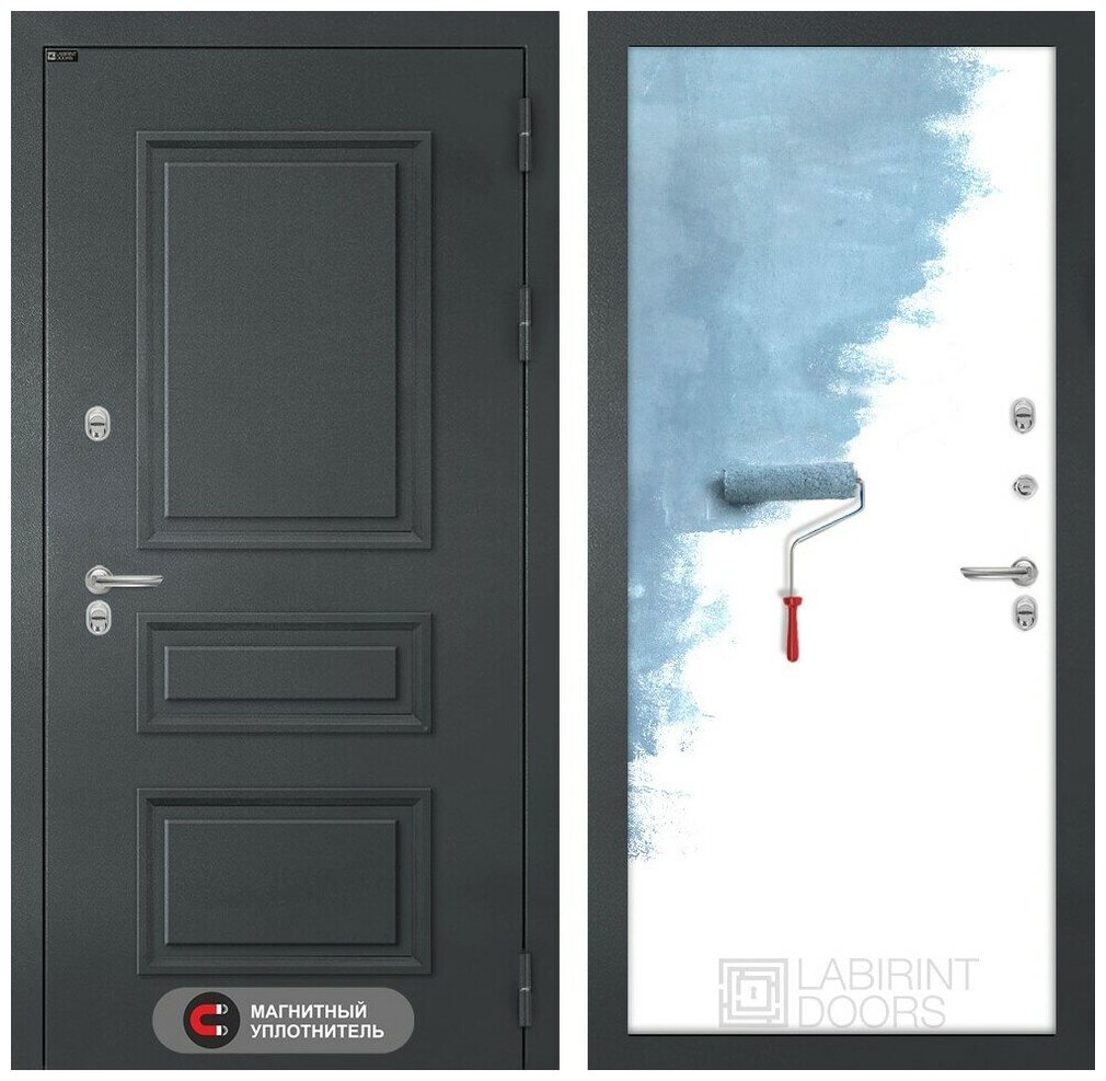 Входная дверь для дома с терморазрывом ATLANTIK с внутренней панелью 28 грунт под покраску, размер по коробке 880х2050, левая