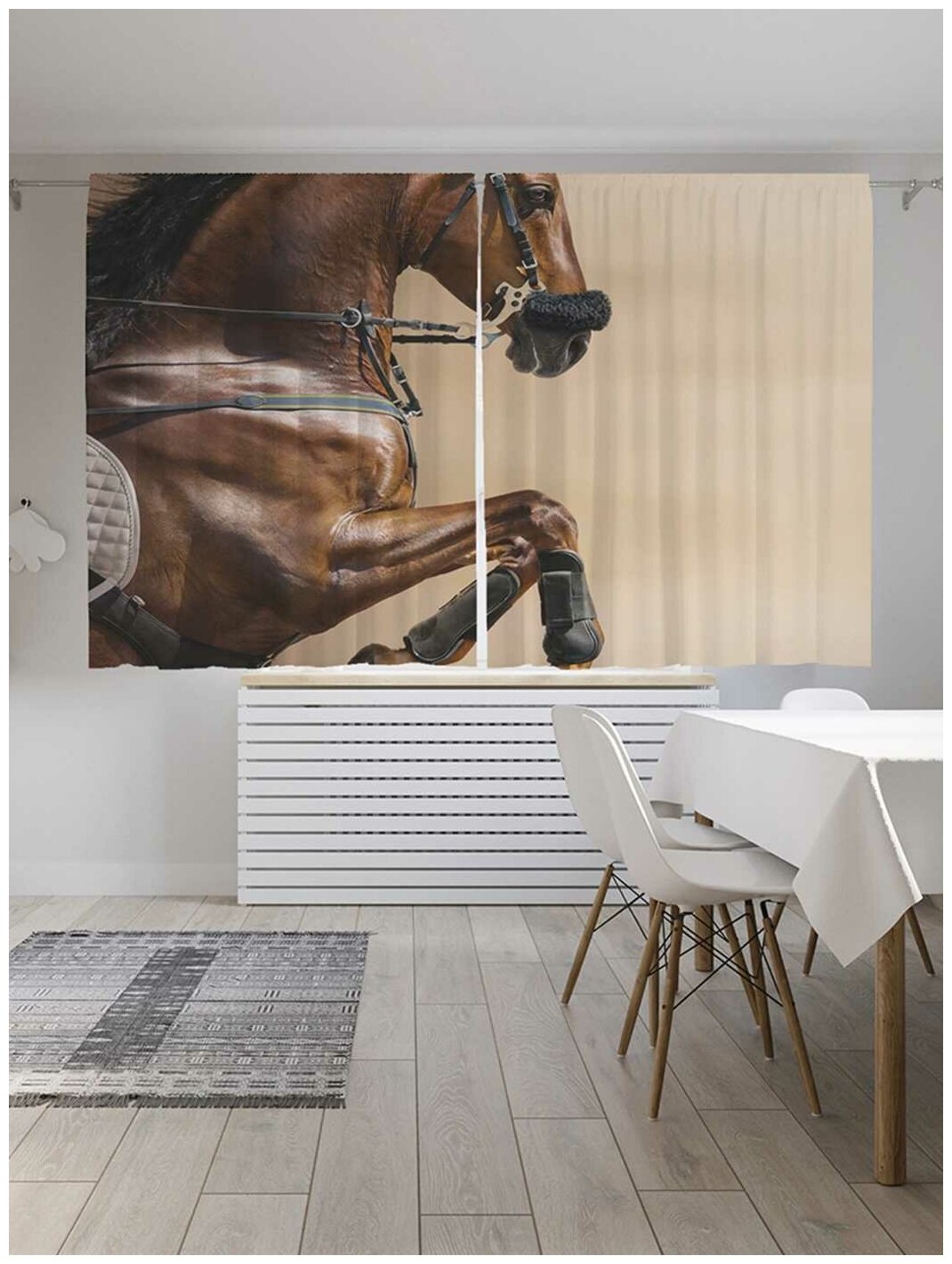 Шторы JoyArty с фотопечатью "Смелая лошадь" из сатена, 290х180 см