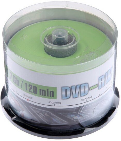 Диск DVD-RW Mirex Brand, 4x, 4.7 Гб, Cake Box, 50 шт 9515336