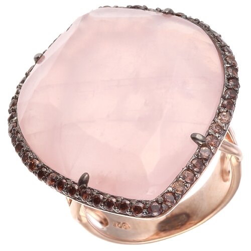 фото Element47 кольцо из серебра 925 пробы с кварцем и кубическим цирконием er016024-x_ko_rq_pink, размер 16.5