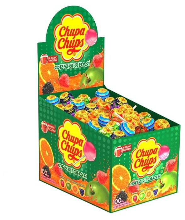 Карамель Chupa Chups, вкус фрукт+кола, 12г, дисплей