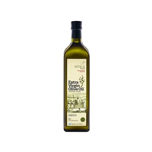Масло оливковое ATTICA FOOD Extra Virgin, стеклянная бутылка, 1 л