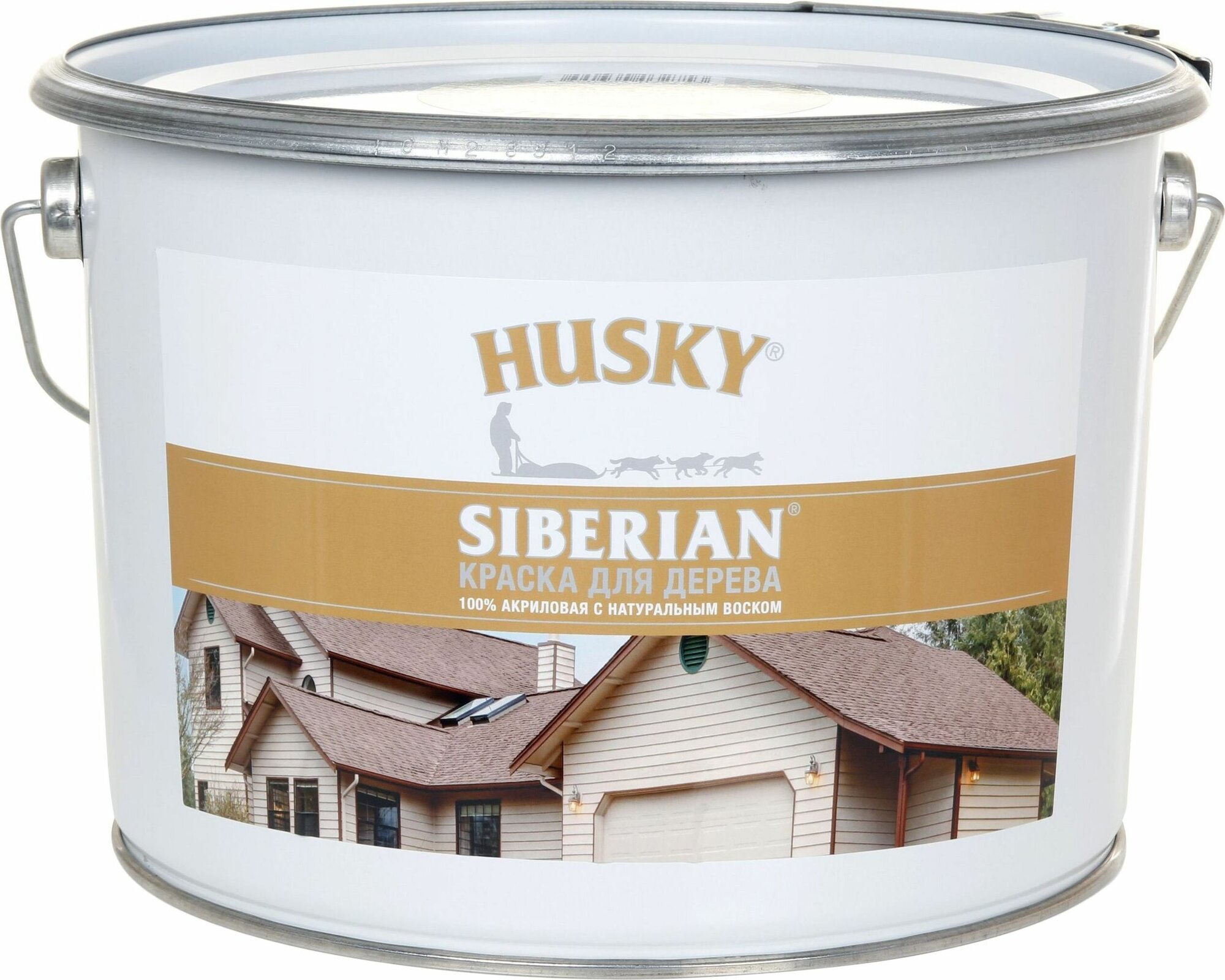 Краска для дерева HUSKY SIBERIAN полуматовая белая 9 л