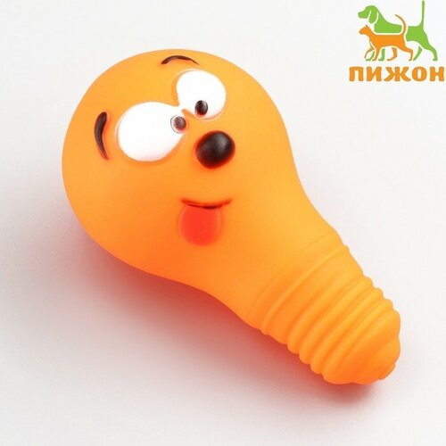 Игрушка пищащая Лампочка для собак, 10,5 x 6 см, оранжевая