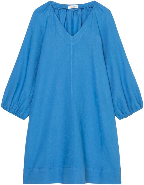 Платье Marc OPolo, лен, повседневное, свободный силуэт, мини, карманы, размер 42, синий
