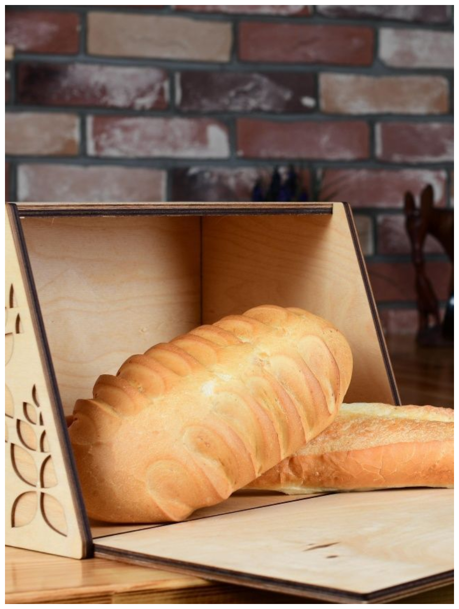 Хлебница с крышкой деревянная на стол для хлеба белая - фотография № 4