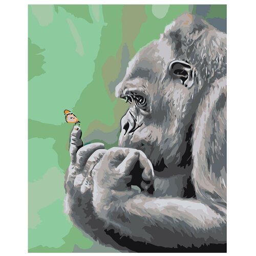 картина по номерам живопись по номерам 80 x 100 ets550 40501 горилла животное дикий заинтересованный взгляд бабочка природа Картина по номерам, Живопись по номерам, 80 x 100, ets550-40501, горилла, животное, дикий, заинтересованный, взгляд, бабочка, природа