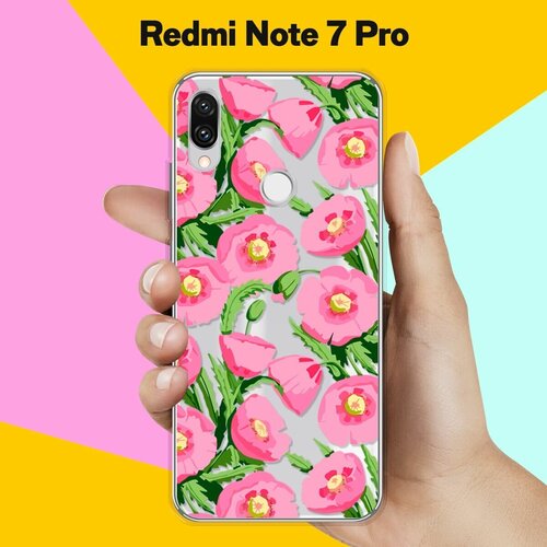 Силиконовый чехол Узор из цветов на Xiaomi Redmi Note 7 Pro силиконовый чехол узор из лам на xiaomi redmi note 7 pro