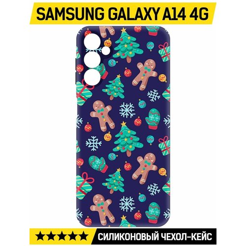 Чехол-накладка Krutoff Soft Case Прянички и елочки для Samsung Galaxy A14 4G (A145) черный чехол накладка krutoff soft case прянички и елочки для samsung galaxy a14 4g a145 черный