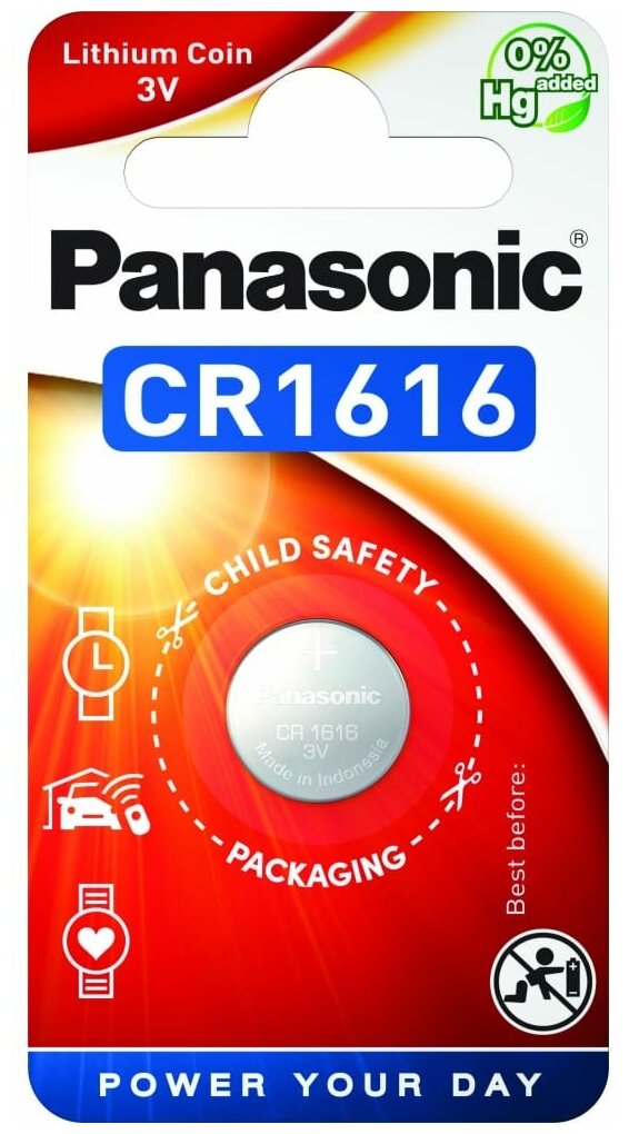 Батарейка Panasonic CR 1616 Bli 1 Lithium (CR-1616EL/1B) - фото №1