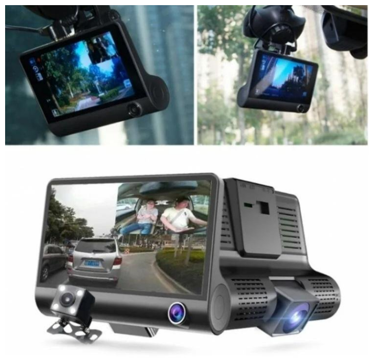 Автомобильный видеорегистратор Full HD 1080p / с тремя камерами / с G-сенсором