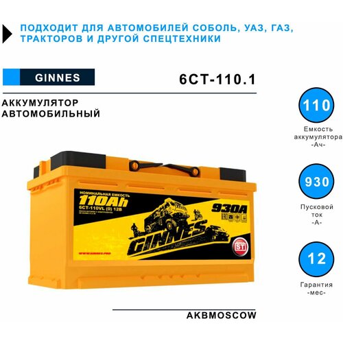 Аккумулятор автомобильный GINNES 6СТ-110.1